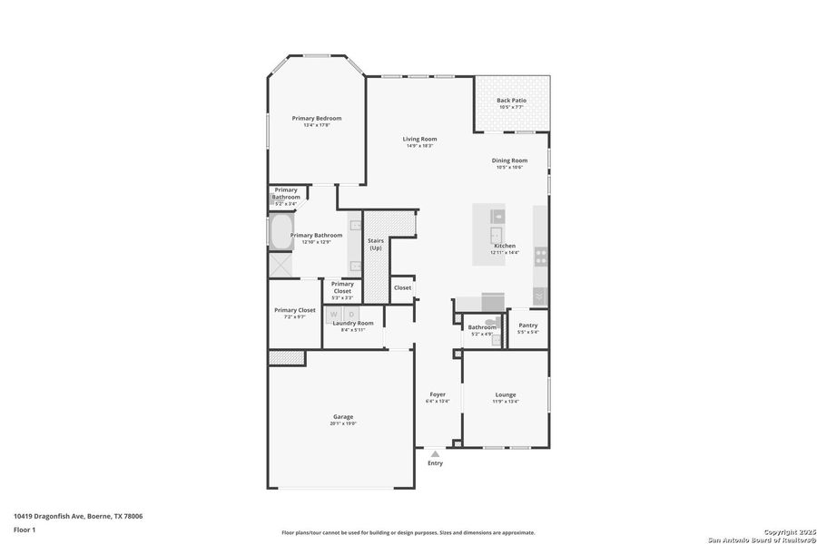 2D floor plan layout of this home in Fox Falls, Boerne, TX (Image 5).