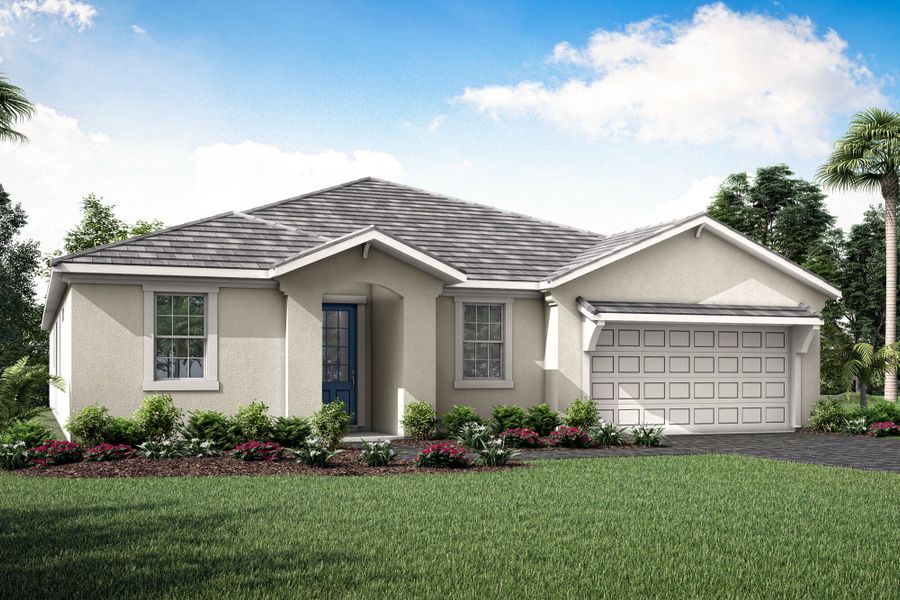 Representative exterior photo of a completed home built from the Red Rock by Mattamy Homes in Wellen Park, Venice, FL (Image 18). Representative exterior photo of a completed home built from the Red Rock by Mattamy Homes in Wellen Park, Venice, FL (Image 18).
