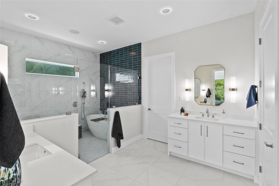 Separate Vanities + Wet Room