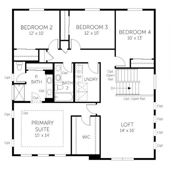 2D floor plan layout for the Sierra - Single Family Homes by Dream Finders Homes in Hidden Creek, Frederick, CO (Image 5).