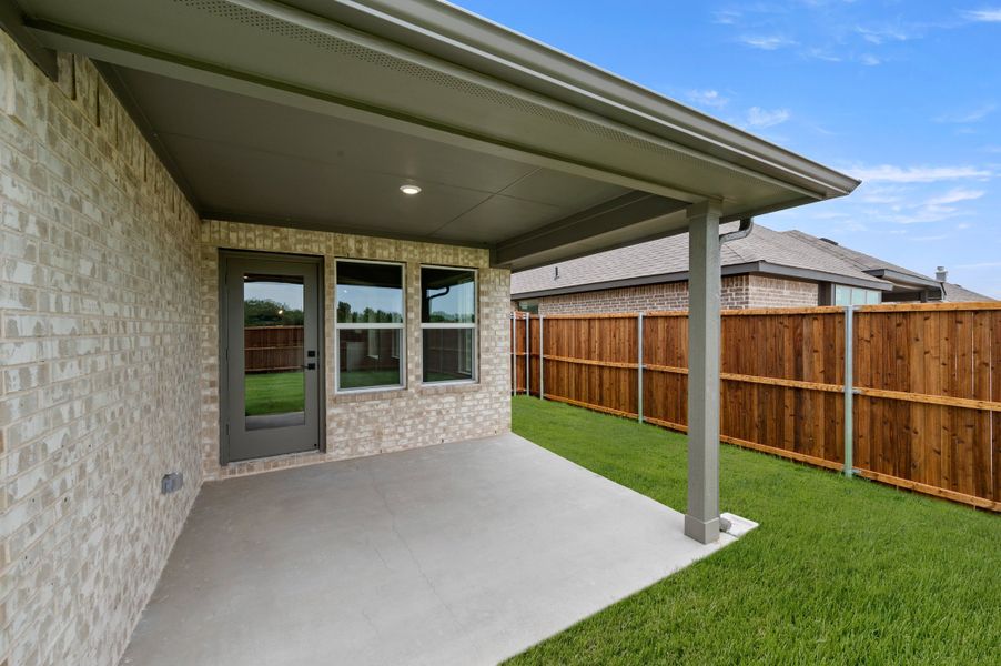 Exterior details and patio area of a home in Meadow Park at The Meadows, Ponder (Image 3). Exterior details and patio area of a home in Meadow Park at The Meadows, Ponder (Image 3).