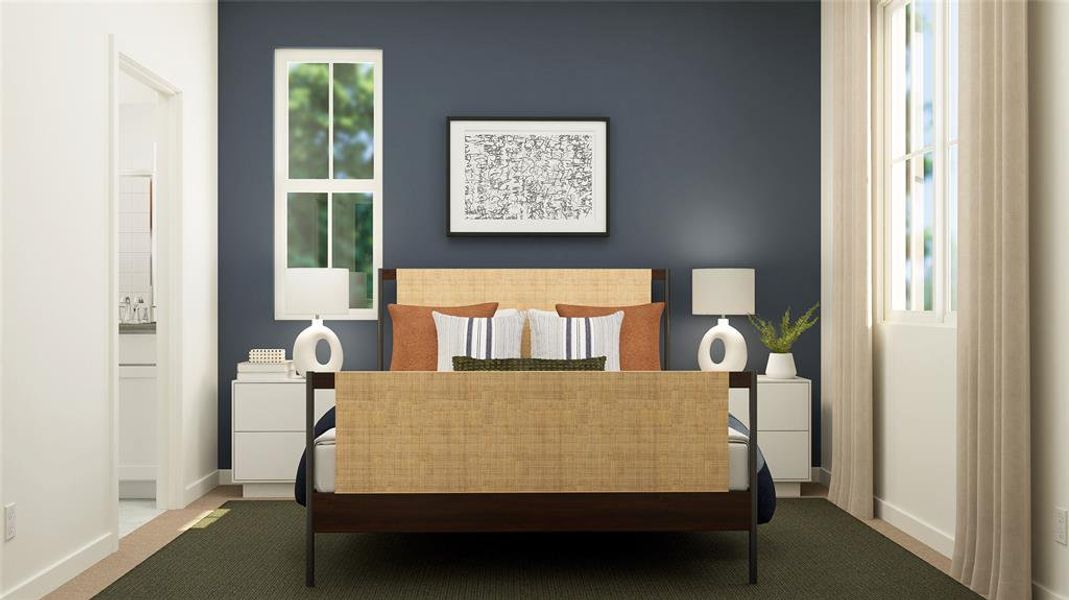 Bedroom featuring carpet