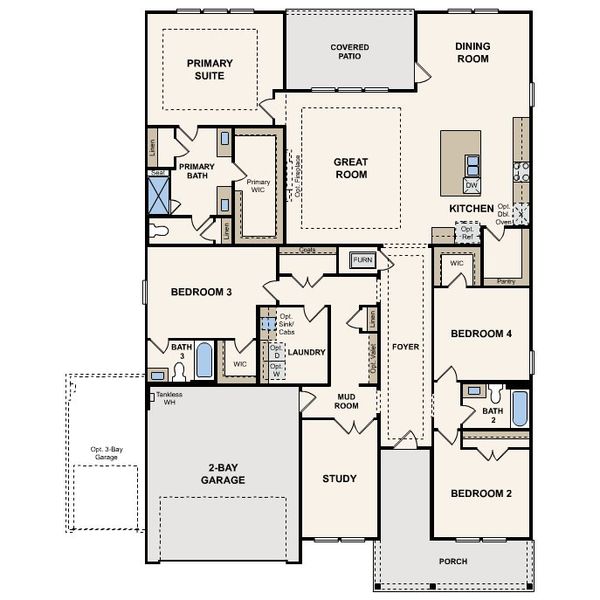 2D floor plan layout for the Aiken by Century Communities in Overland Grove, Forney, TX (Image 3).