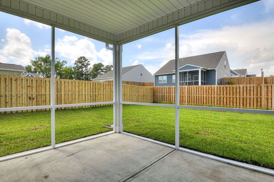 Exterior details and patio area of a home in The Beacon at Old Peachtree Single Family Homes, Lawrenceville (Image 3).