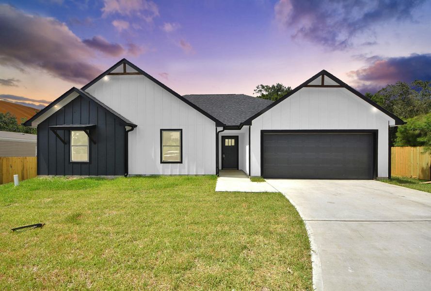Front exterior of a new home in , Cleveland, TX, highlighting curb appeal (Image 2). Front exterior of a new home in , Cleveland, TX, highlighting curb appeal (Image 2).