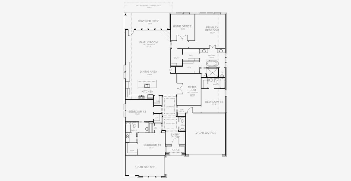 2D floor plan layout for the 2850W by Perry Homes in Sienna 60', Missouri City, TX (Image 3). 2D floor plan layout for the 2850W by Perry Homes in Sienna 60', Missouri City, TX (Image 3).