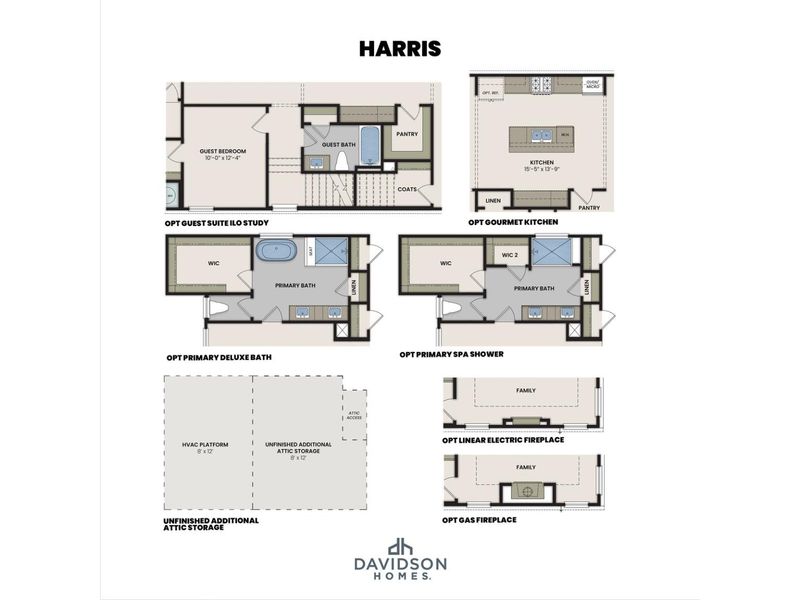 2D floor plan layout for the The Harris A by Davidson Homes LLC in Forestville Yard, Knightdale, NC (Image 5). 2D floor plan layout for the The Harris A by Davidson Homes LLC in Forestville Yard, Knightdale, NC (Image 5).