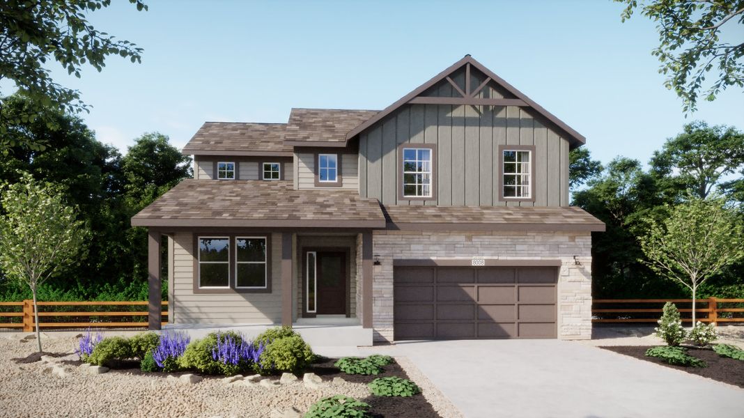 Representative exterior photo of a completed home built from the 4005 by Risewell Homes in The Legacy Collection at Talon Pointe, Thornton, CO (Image 9). Representative exterior photo of a completed home built from the 4005 by Risewell Homes in The Legacy Collection at Talon Pointe, Thornton, CO (Image 9).