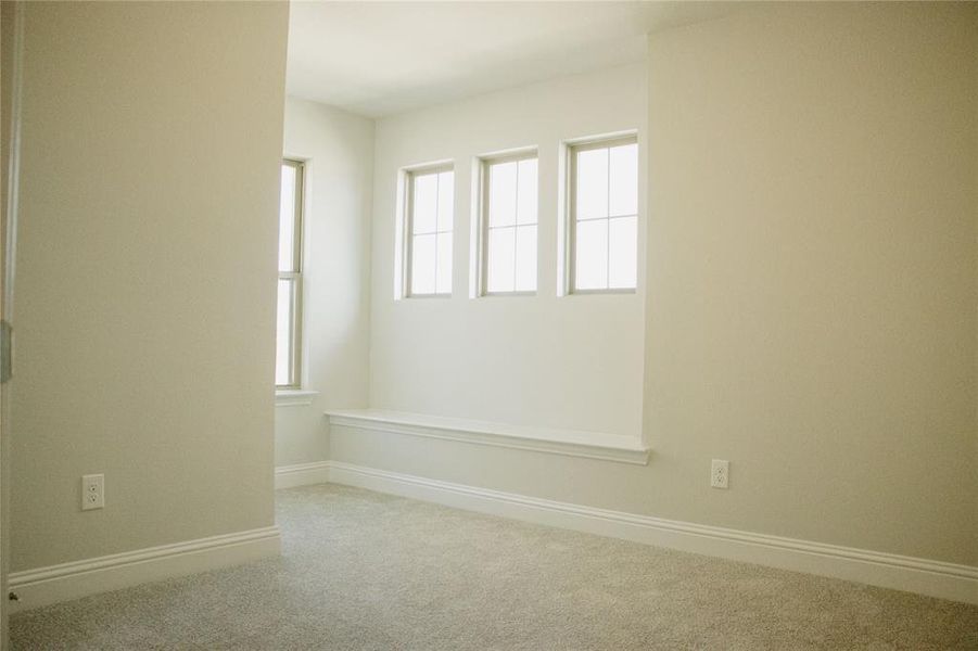 Unfurnished room with light carpet