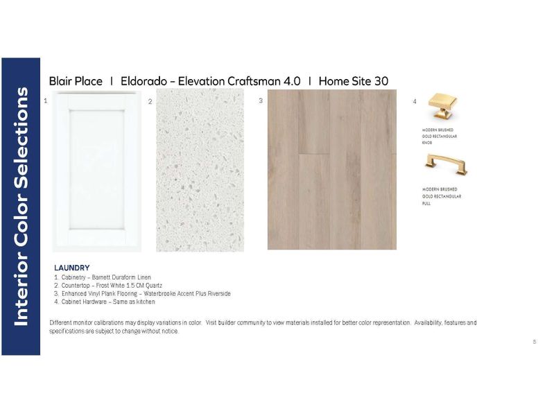 Actual Selections--May not be changed or modified in any way