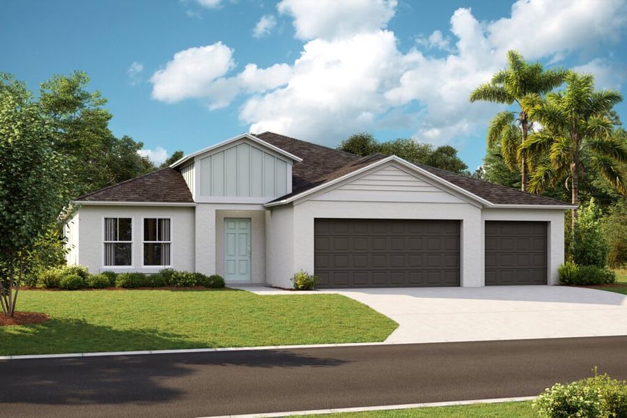 Representative exterior photo of a completed home built from the Dalia by Casa Fresca Homes in Pasadena Landing, Wesley Chapel, FL (Image 6). Representative exterior photo of a completed home built from the Dalia by Casa Fresca Homes in Pasadena Landing, Wesley Chapel, FL (Image 6).