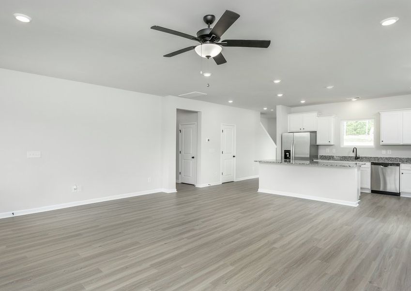 Vinyl flooring throughout.