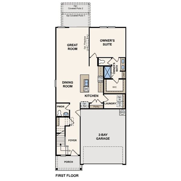 2D floor plan layout for the Hawthorn by Century Communities in Eastwood at Sonterra, Jarrell, TX (Image 3).