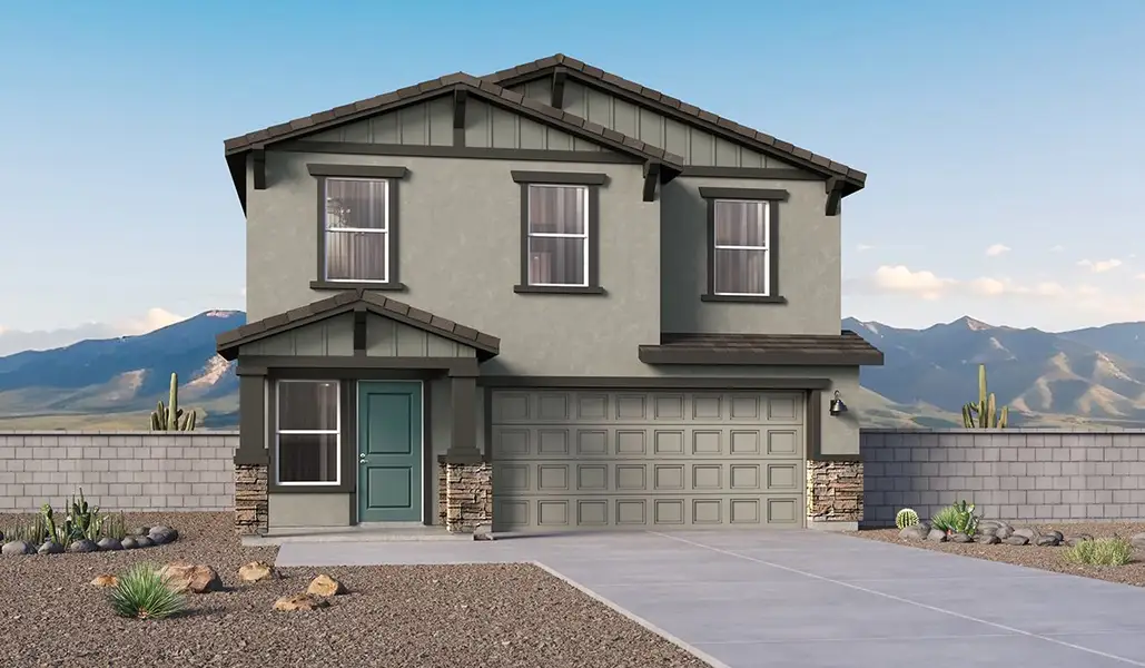 Representative exterior photo of a completed home built from the Kleindale - C30K by D.R. Horton in The Oasis at Rocking K, Vail, AZ (Image 1). Representative exterior photo of a completed home built from the Kleindale - C30K by D.R. Horton in The Oasis at Rocking K, Vail, AZ (Image 1).
