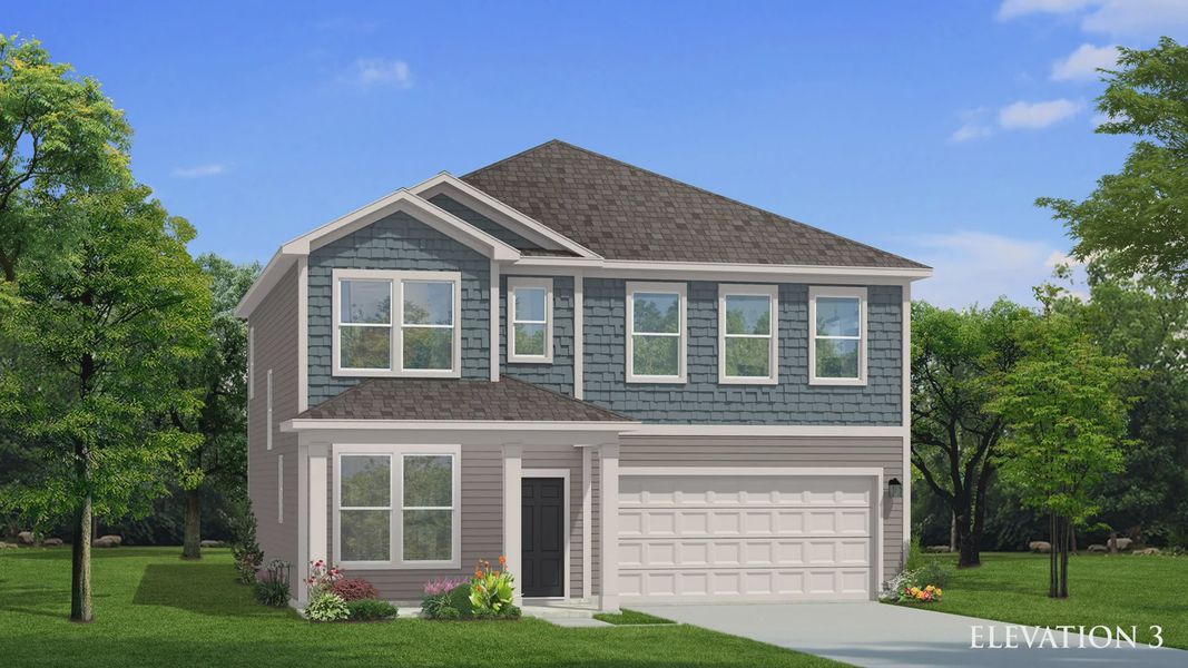 Elevation 3 rendering of the Pelham home plan by DRB Homes