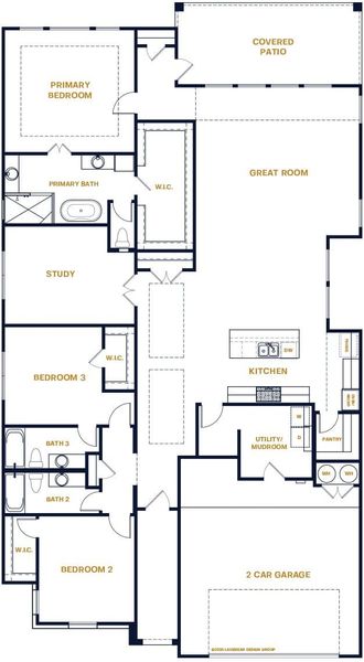2D floor plan layout of this home in The Colony- Pine Cove, Bastrop, TX (Image 3).