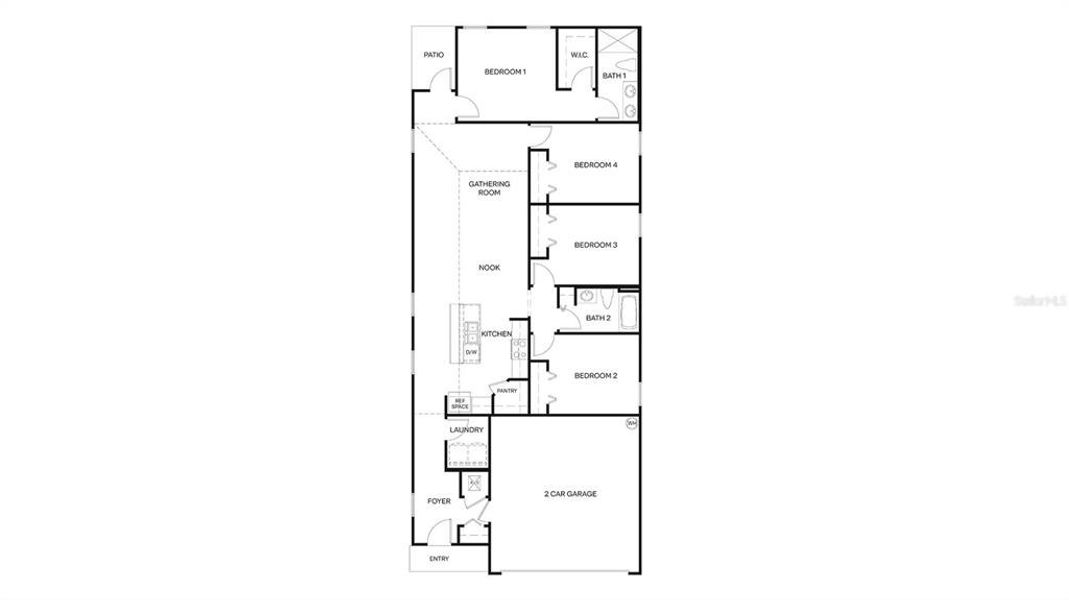 2D floor plan layout of this home in Grand Reserve, Bunnell, FL (Image 2).
