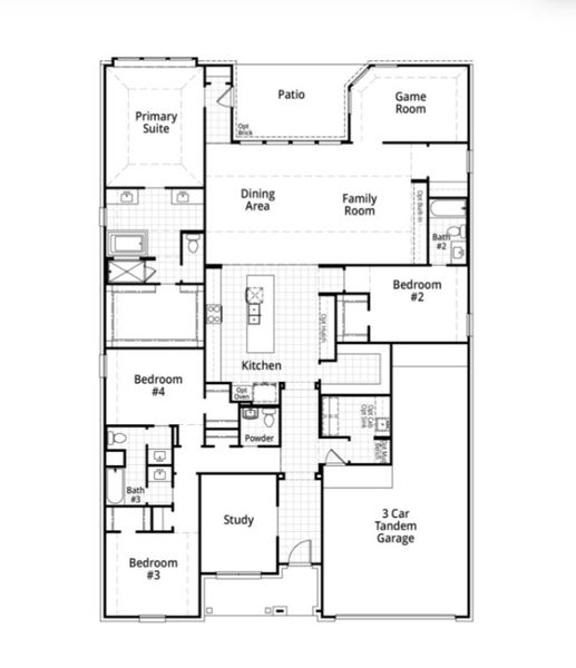 2D floor plan layout for the Ramsey by Highland Homes in Goodland, Venus, TX (Image 4).