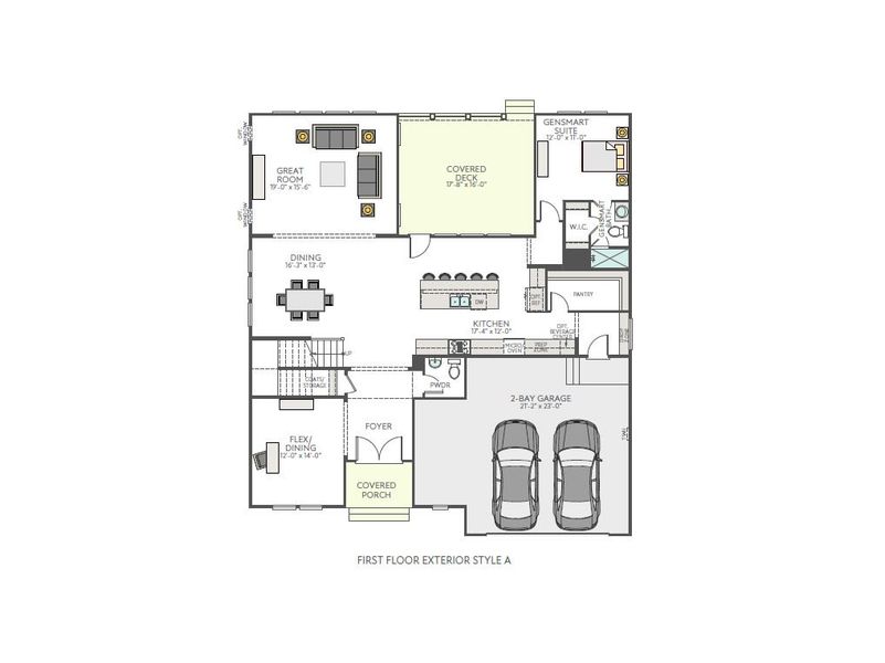 2D floor plan layout for the Harrington by Tri Pointe Homes in Castleberry Reserve, Apex, NC (Image 3).
