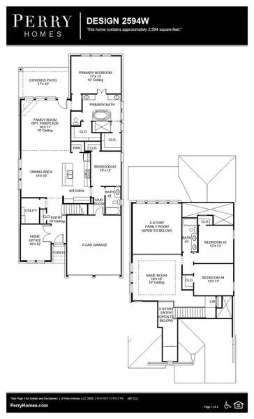 2D floor plan layout of this home in Brookewater 40', Rosenberg, TX (Image 2).
