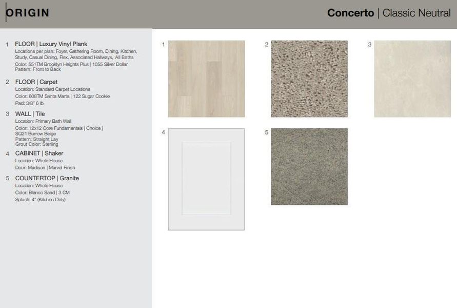Design Selections.  Home is under construction and selections are subject to change.
