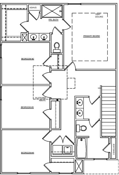 2D floor plan layout for the Cedar A by McGuinn Homes in Forts Ridge, Pelion, SC (Image 3).