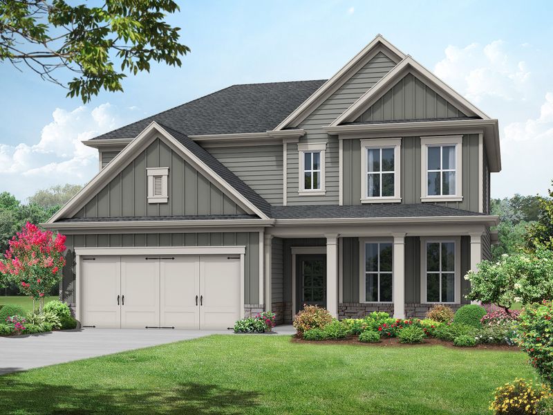Representative exterior photo of a completed home built from the The Farmington by My Home Communities in Sutton’s Landing, Statham, GA (Image 7).