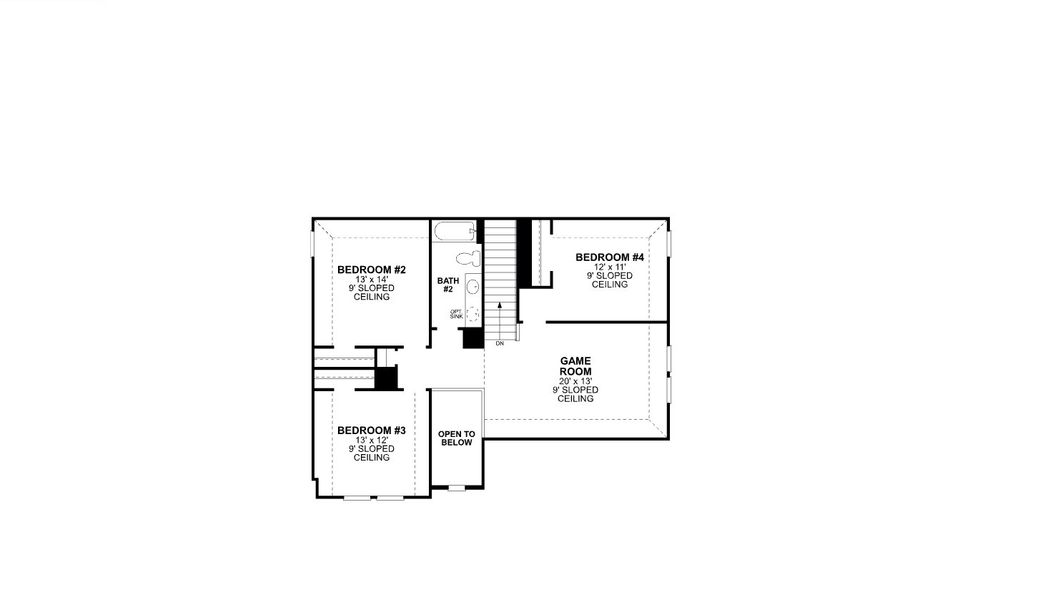 2D floor plan layout for the Bryant by M/I Homes in Chaparral Park, Oak Point, TX (Image 4).