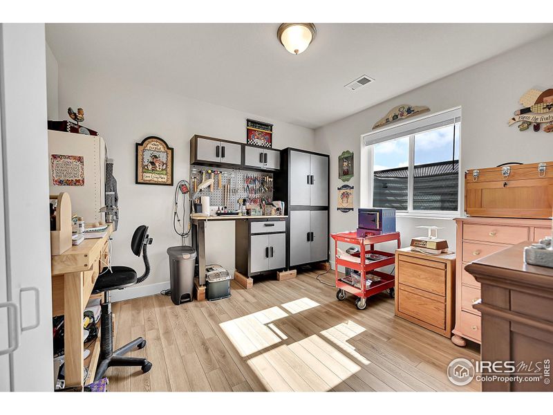 Bedroom 5 in Lower Level.  Sellers still have the carpet if buyer would like to put the carpet back into the bedroom.
