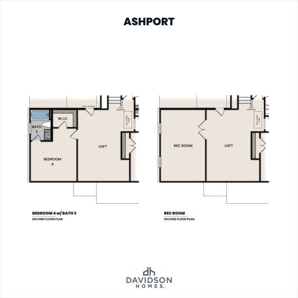 2D floor plan layout for the The Ashport G by Davidson Homes LLC in Windgate, Mooresville, NC (Image 5).