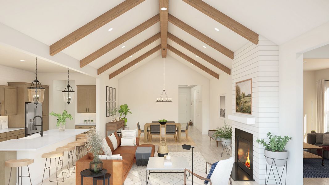 Vaulted ceiling in great room Vaulted ceiling in great room