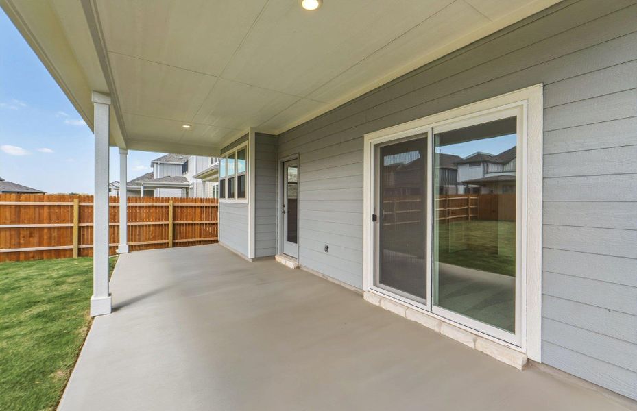 Exterior details and patio area of a home in Santa Rita Ranch, Liberty Hill (Image 3).