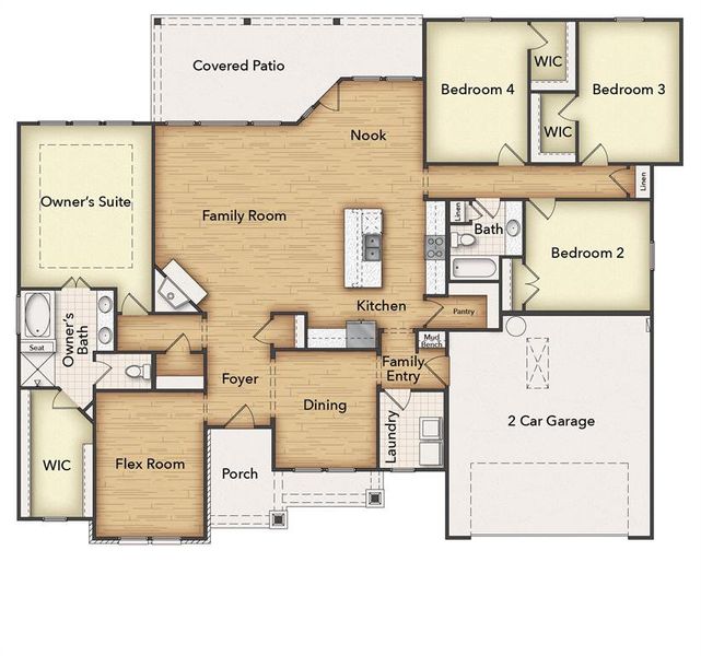 2D floor plan layout of this home in Clear Sky Addition, Valley View, TX (Image 2).