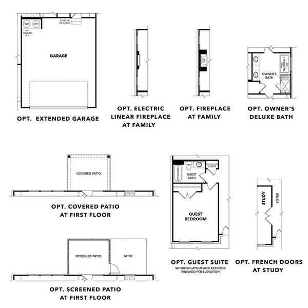 2D floor plan layout for the The Hickory F w/ Basement by Davidson Homes LLC in Fern Hollow, Buford, GA (Image 4). 2D floor plan layout for the The Hickory F w/ Basement by Davidson Homes LLC in Fern Hollow, Buford, GA (Image 4).