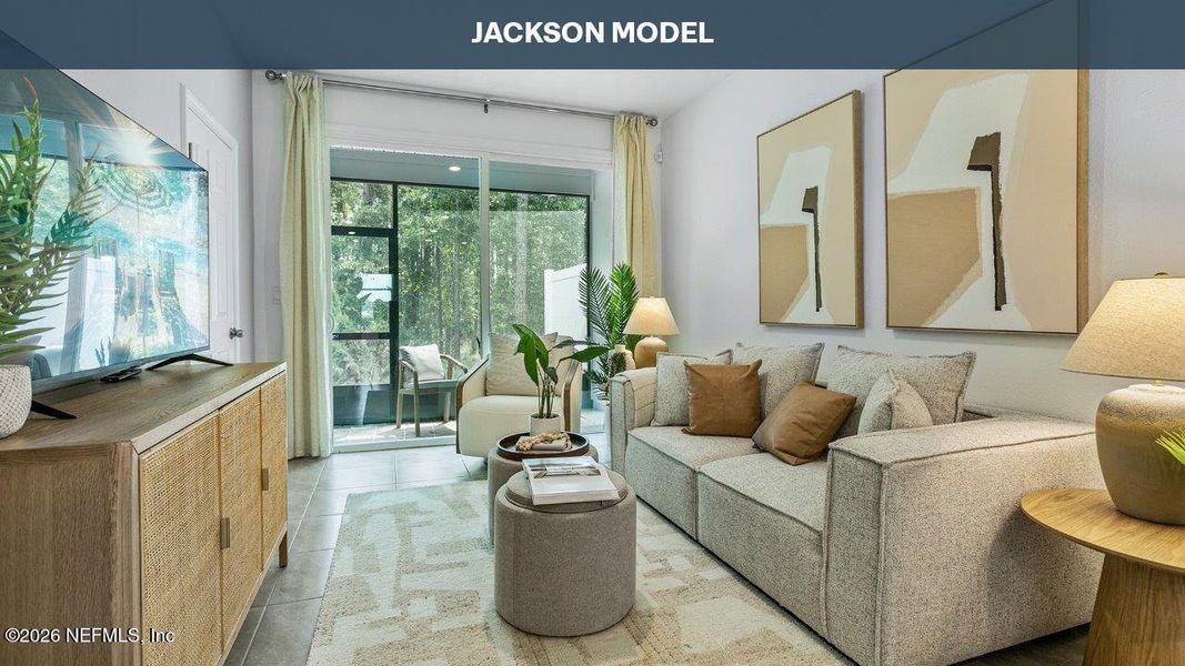 Furnished interior view inside a new home in Cordera Townhomes, St. Augustine (Image 16). Furnished interior view inside a new home in Cordera Townhomes, St. Augustine (Image 16).