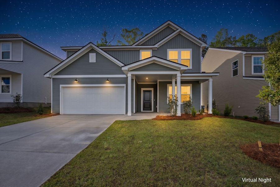 Front exterior of a new home in Grand Arbor, Blythewood, SC, highlighting curb appeal (Image 21).