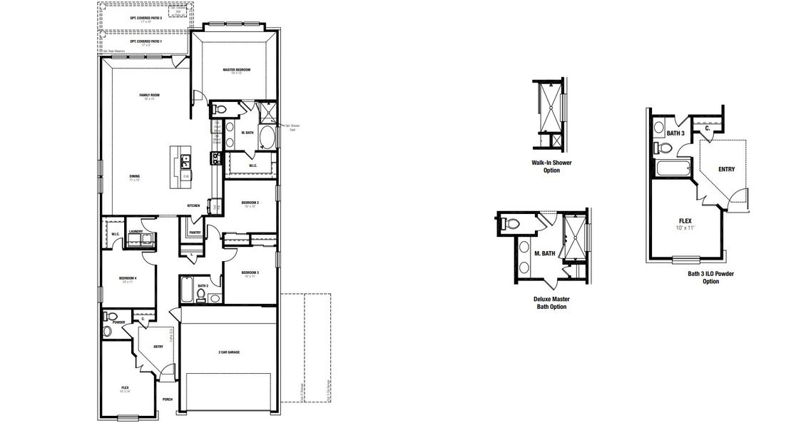 2D floor plan layout for the Upton by Scott Felder Homes in East View Farms, Georgetown, TX (Image 4).