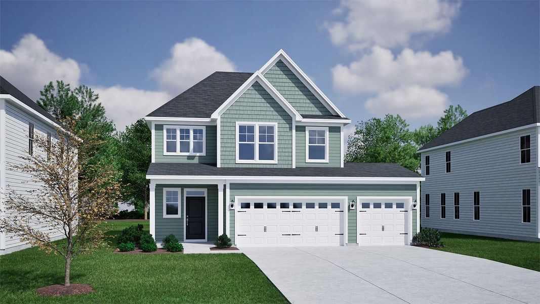 Representative exterior photo of a completed home built from the Ashley - Vanguard Collection by Mungo Homes in Porter Ridge, Elgin, SC (Image 9).