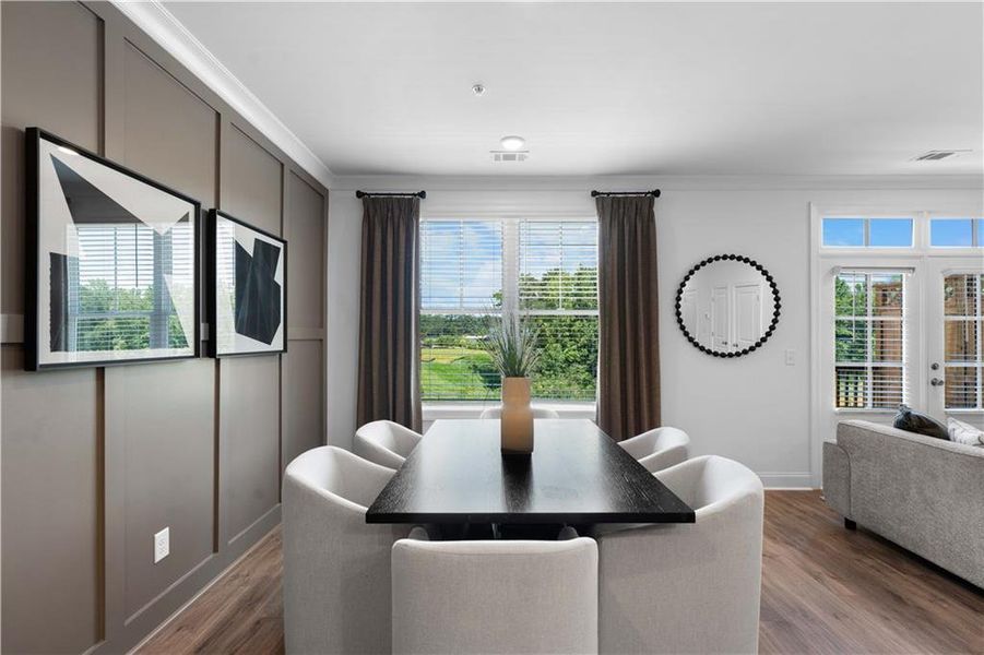Furnished interior view inside a new home in Market Square at Sawnee Village, Cumming (Image 12). Furnished interior view inside a new home in Market Square at Sawnee Village, Cumming (Image 12).