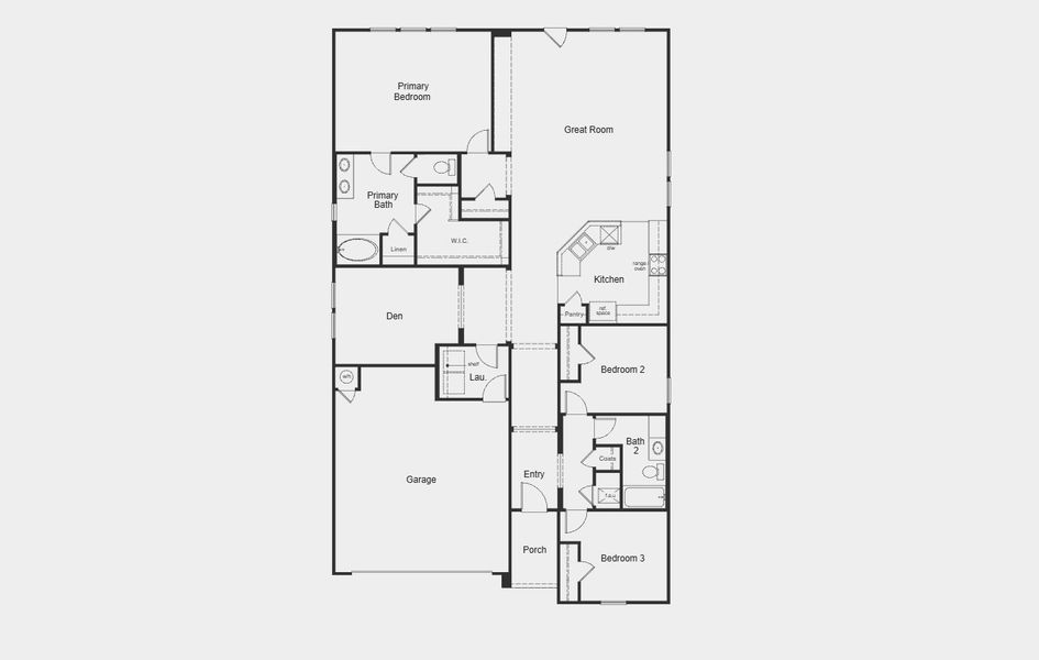 2D floor plan layout for the 2004 by KB Home in Watermill – Classic Collection, Uhland, TX (Image 3).