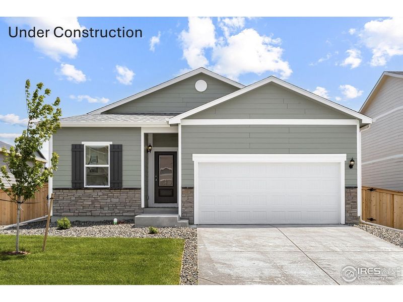 Front exterior of a new home in Hidden Valley Farm, Severance, CO, highlighting curb appeal (Image 1). Front exterior of a new home in Hidden Valley Farm, Severance, CO, highlighting curb appeal (Image 1).