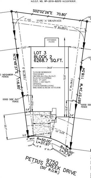 9750 Pettus Creek Drive preliminary plot plan