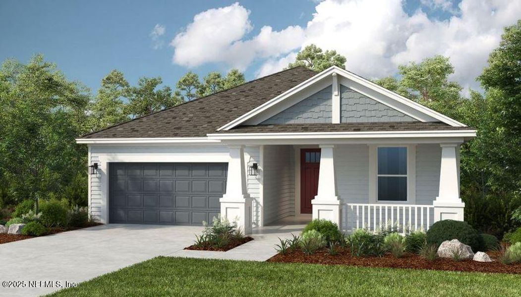 Front exterior of a new home in Colbert Landings, Palm Coast, FL, highlighting curb appeal (Image 1).