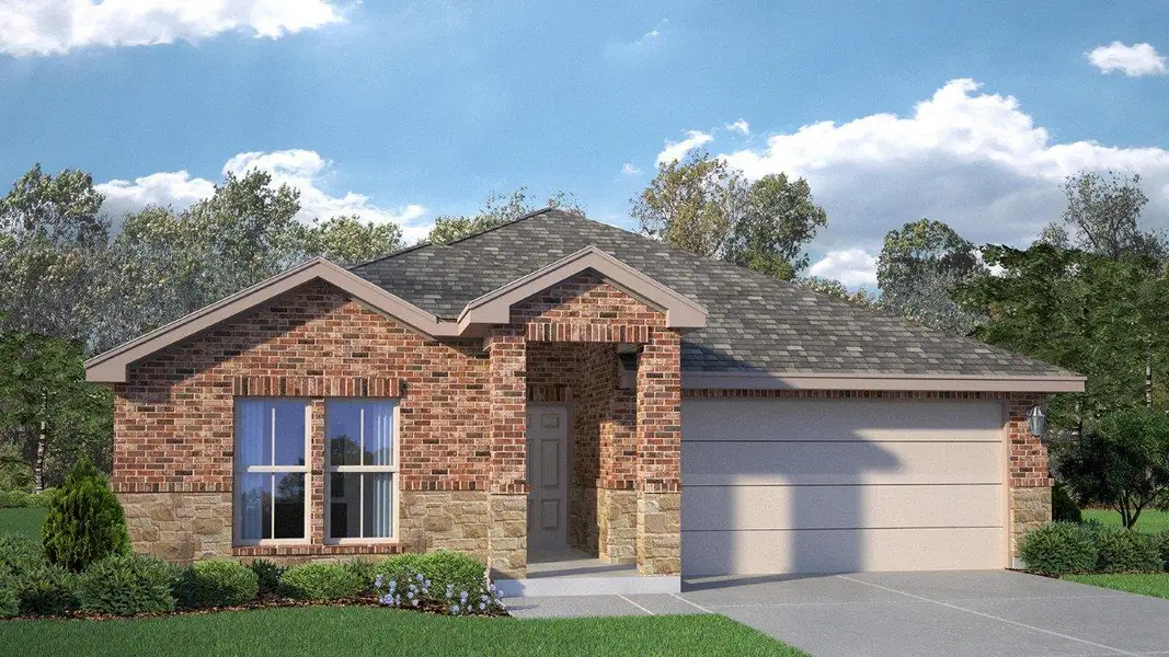 Front exterior of a new home in Three Creeks - Colt Creek, Belton, TX, highlighting curb appeal (Image 1).