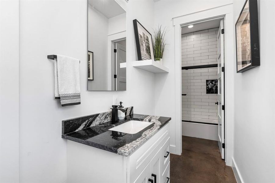 The second vanity for the Hollywood bathroom leading from the third bedroom.