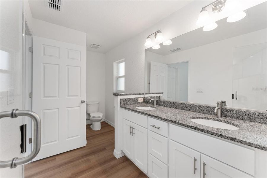 Counter space and cabinets