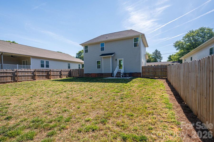 completely fenced backyard