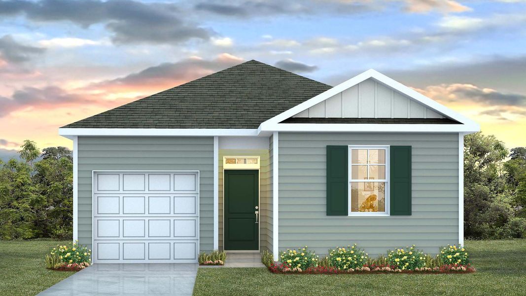 Representative exterior photo of a completed home built from the SULLIVAN by D.R. Horton in Lochaven, Conway, SC (Image 1).