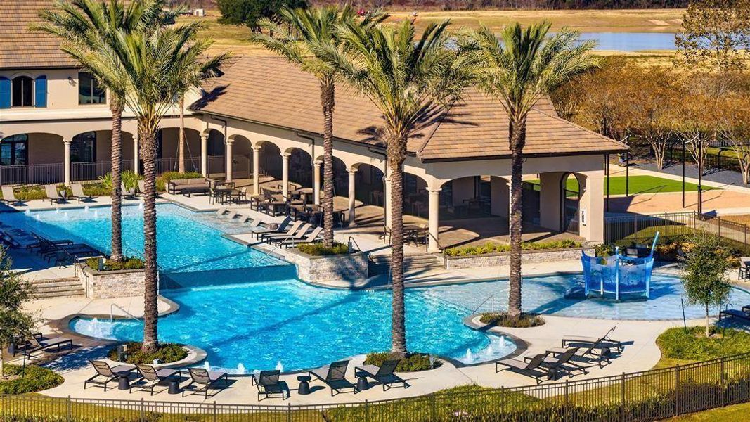 A fantastic view of the resort's pool and kids' splash pad