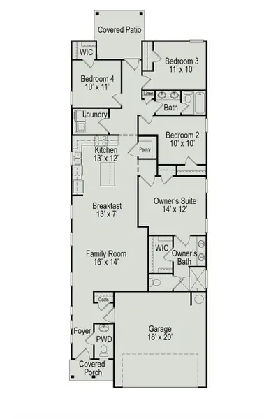 2D floor plan layout of this home in Audubon 40's, Magnolia, TX (Image 3). 2D floor plan layout of this home in Audubon 40's, Magnolia, TX (Image 3).